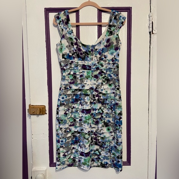 London Times Floral Print Ruched Dress - Size 10 - Picture 3 of 3